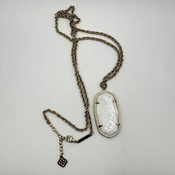Kendra Scott Rae Ivory Mother of Pearl in gold tone necklace! - Picture 1 of 11